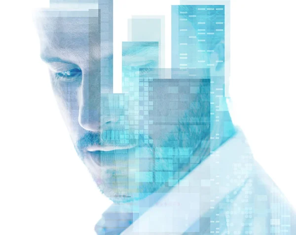 A portrait combined with a digital illustration — Stock Photo, Image