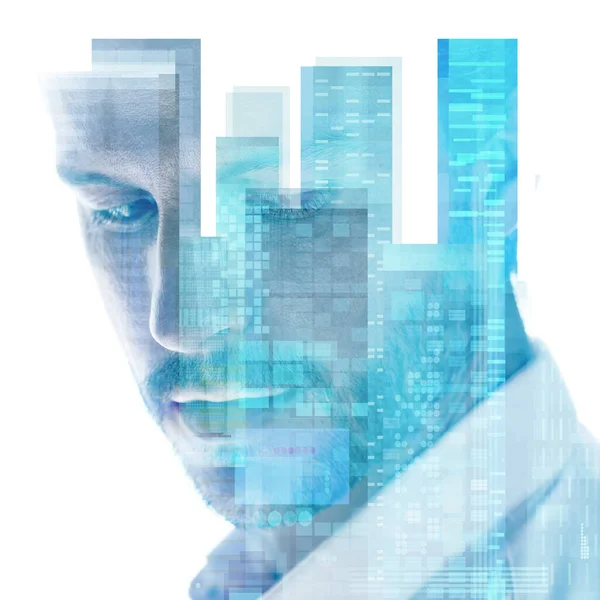 A portrait combined with a digital illustration — Stock Photo, Image