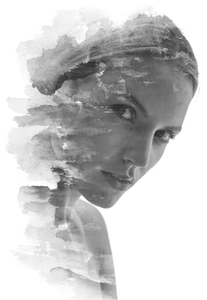 Paintography portrait of a young woman — Stock Photo, Image