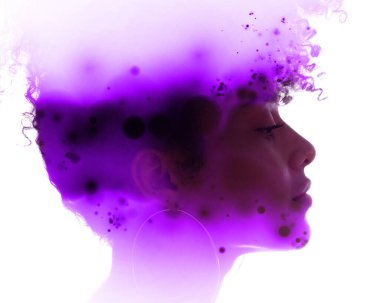 Dijital bir resimle birleştirilmiş bir portre.