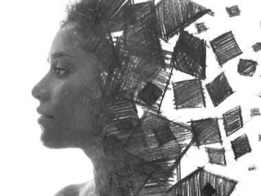 Paintografi. Tabloyla birleştirilmiş bir portre.