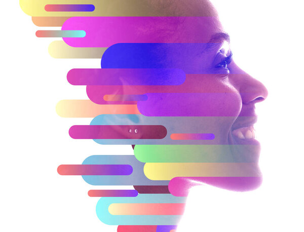 A portrait combined with a digital illustration