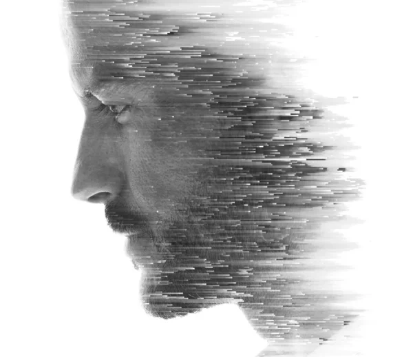 A portrait combined with a digital illustration — Stock Photo, Image