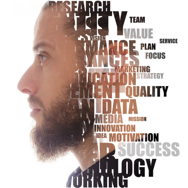 A portrait combined with a digital illustration