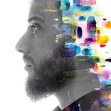Paintografi. Tabloyla birleştirilmiş bir portre.