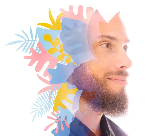 A portrait combined with a digital illustration — Stock Photo, Image