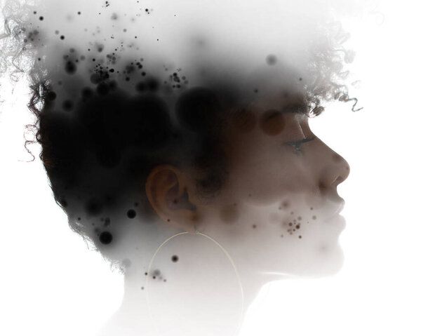 A portrait combined with a digital illustration