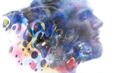 Paintografi. Tabloyla birleştirilmiş bir portre.