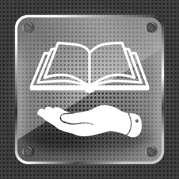 Mano dando el icono del libro — Vector de stock