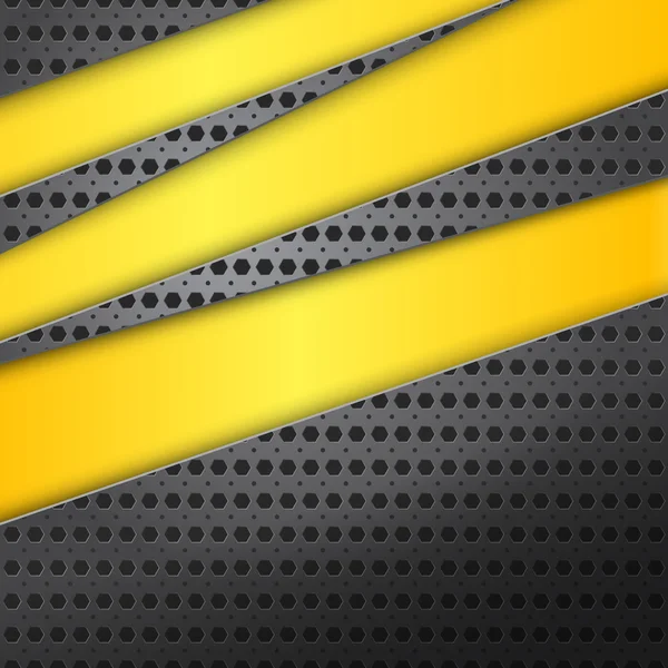 Abstrakt metall bakgrund med gula linjer. — Stock vektor