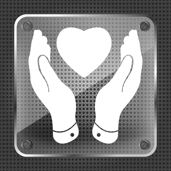 Icona del cuore piatto nelle mani — Vettoriale Stock