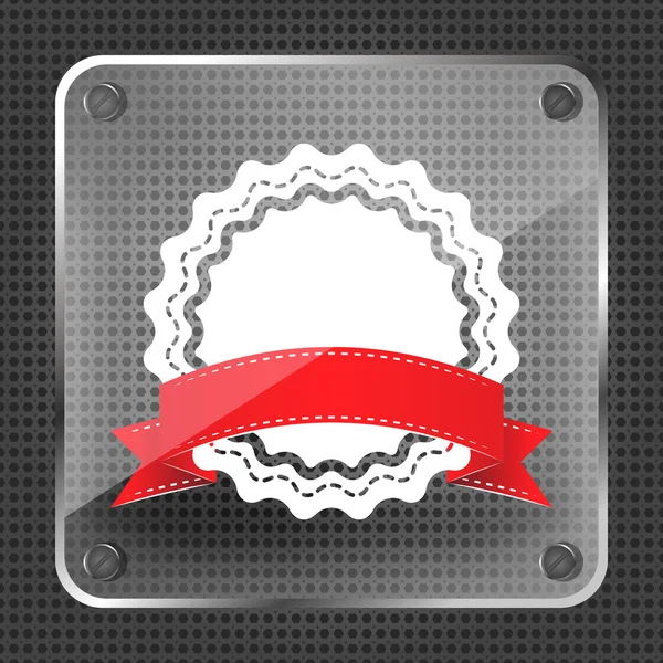 Badge with red ribbon icon — Stock Vector