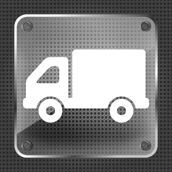 Glass truck icon button — Stock Vector