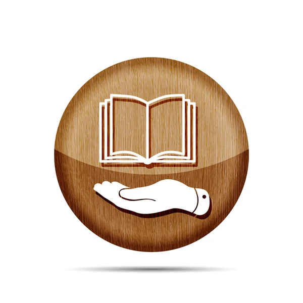 Icona del libro sulla mano piatta — Vettoriale Stock