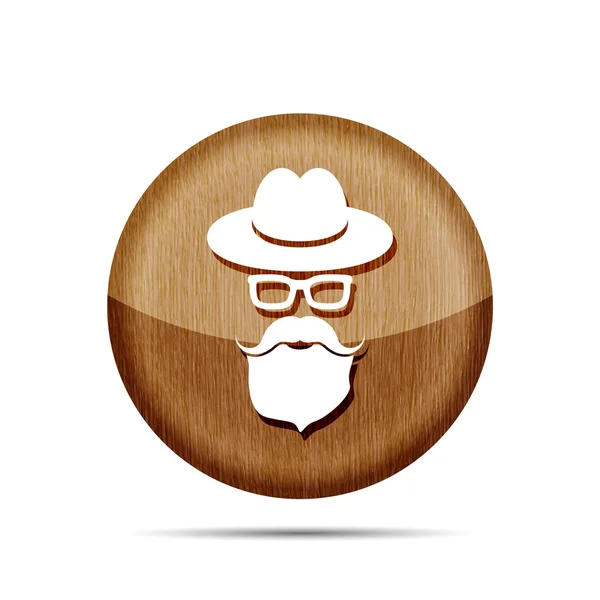 Wooden hat with mustache icon — Stock vektor