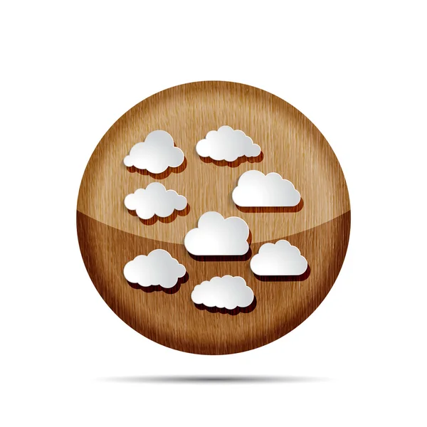 Wooden icon of clouds — Stock Vector