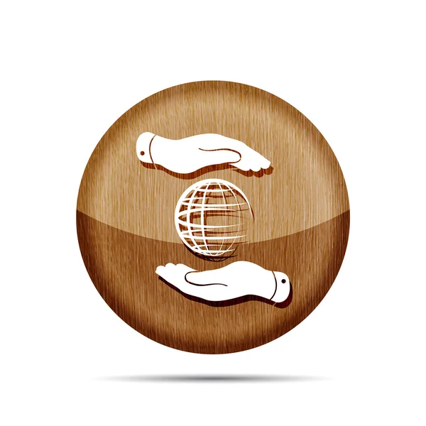 Dos manos proteger icono globo — Archivo Imágenes Vectoriales