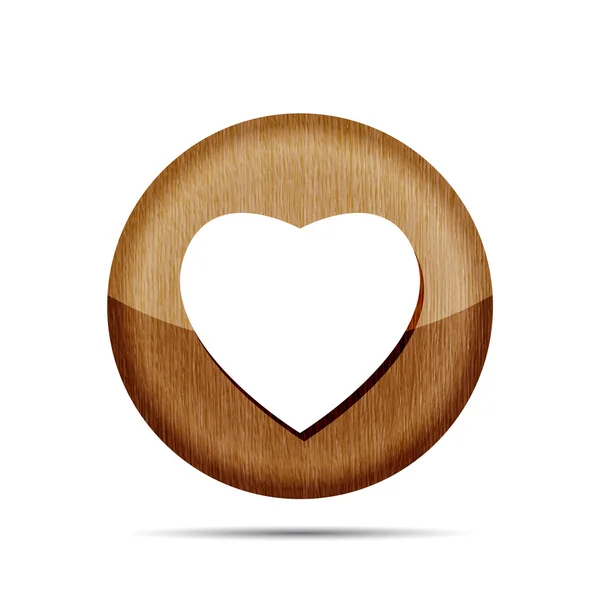 Wooden heart icon — Stock Vector