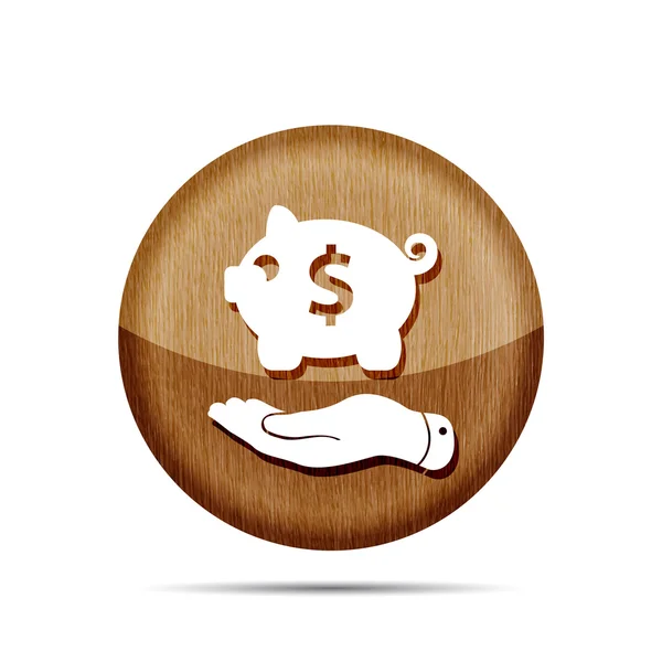 Hand showing piggy bank icon — Stock Vector