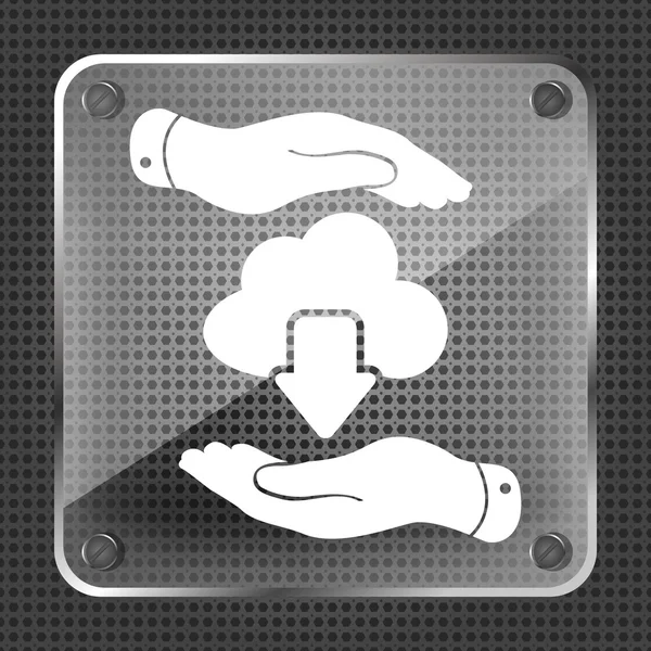 Δύο χέρια με σύννεφο εικονίδιο λήψης — Διανυσματικό Αρχείο