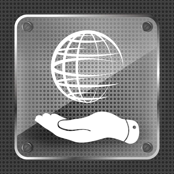 Mano mostrando globo icona del pianeta — Vettoriale Stock