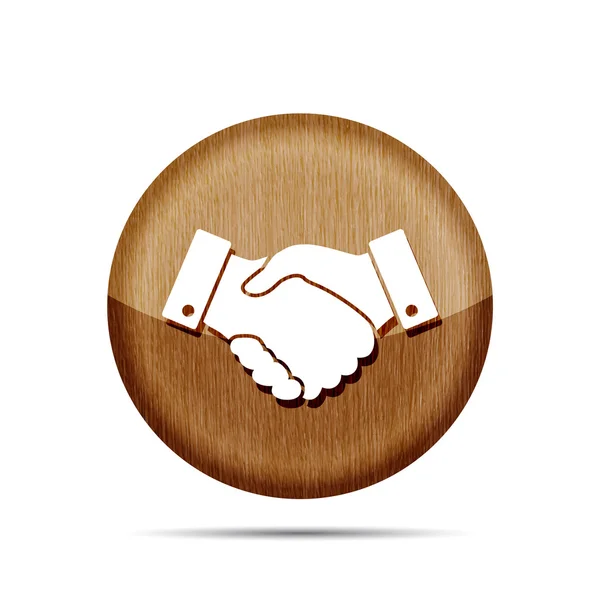 Wooden handshake icon. — Stock vektor
