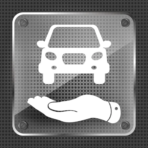 Mão plana mostrando ícone do carro — Vetor de Stock