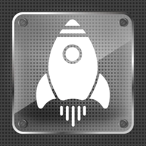 Glass flat rocket icon — Stock Vector