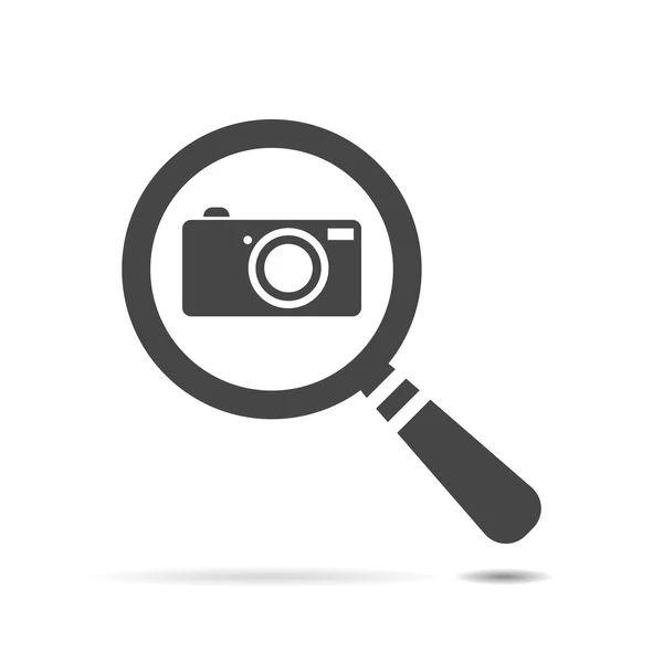 Icono de búsqueda con cámara fotográfica — Vector de stock