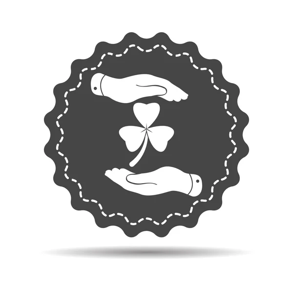 Duas mãos com ícone de trevo em um bac branco — Vetor de Stock