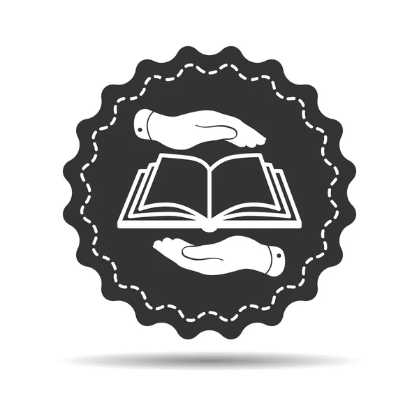 Icono de libro en manos planas — Vector de stock
