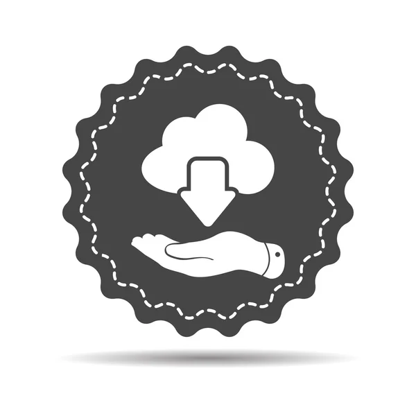 Hand showing cloud download icon — Stock Vector