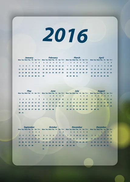 Hermoso calendario primavera 2016 — Vector de stock