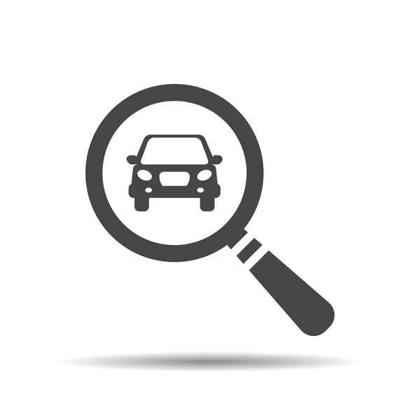 Magnifying glass with a car. — Stock Vector