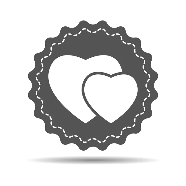 Hearts icon on a retro badge, — ストックベクタ