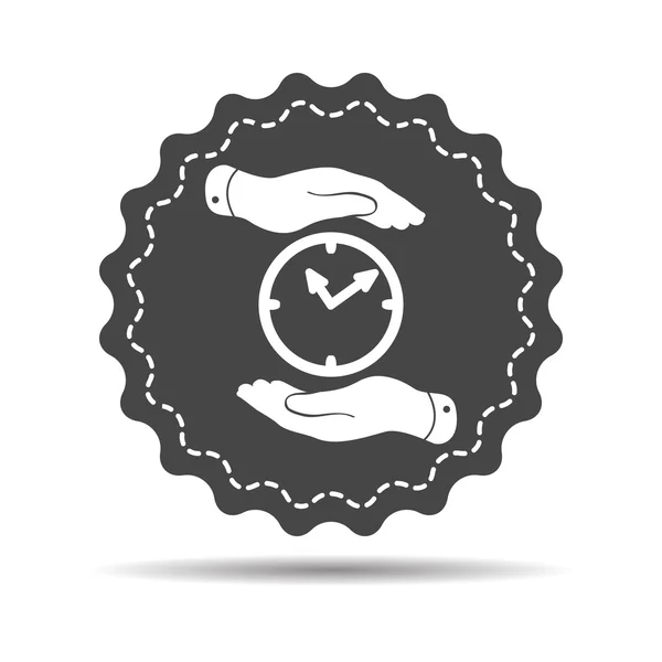 Two hands protecting clock icon — Stock Vector