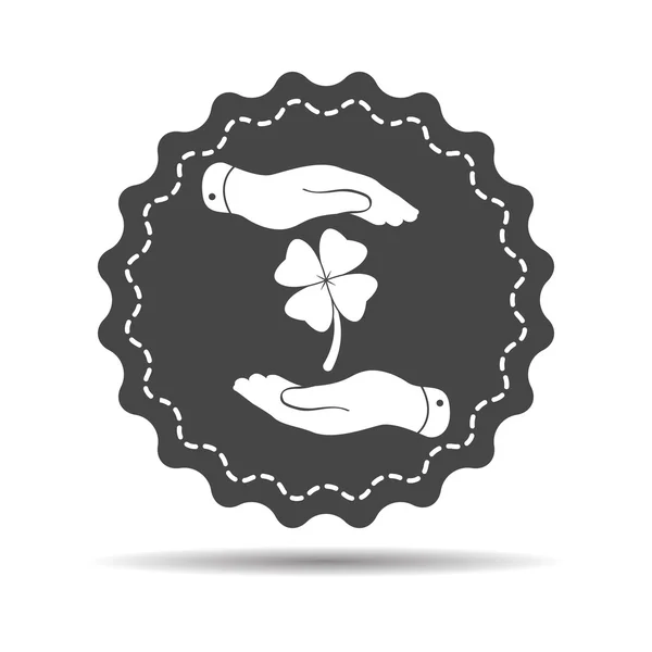 Two hands protecting clover icon — Stockový vektor