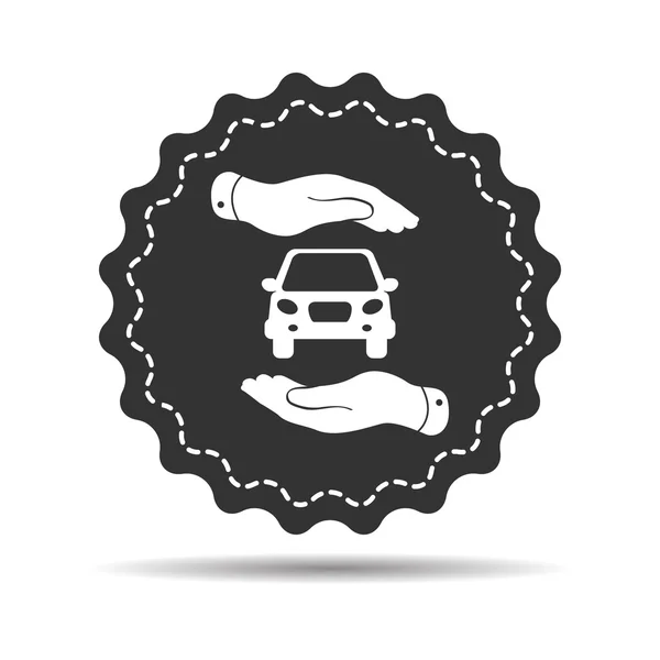 Two hands protecting car icon — Stock Vector