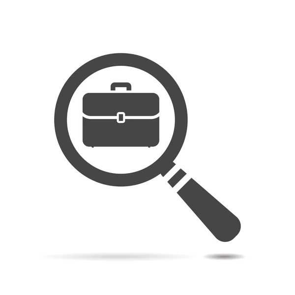 Magnifying glass with portfolio briefcase icon — ストックベクタ