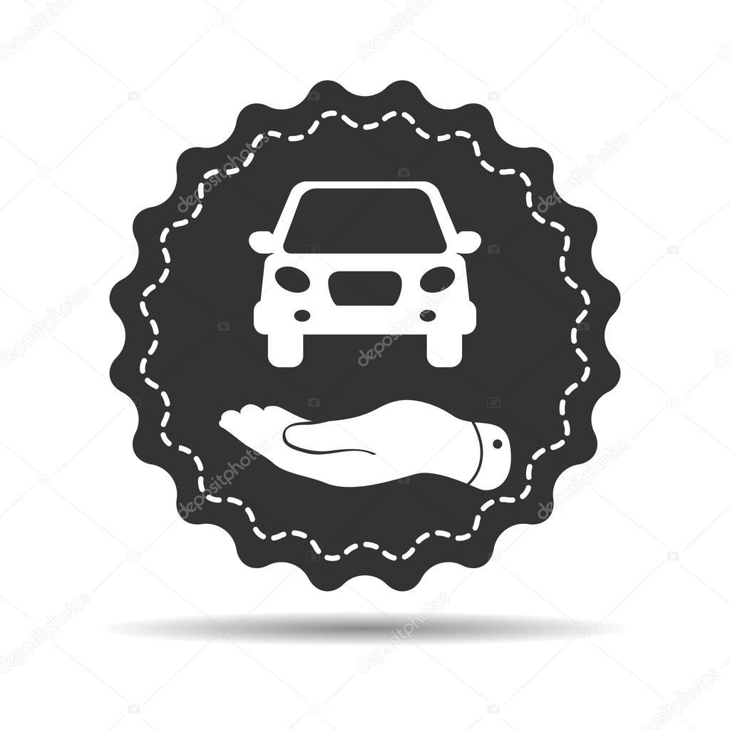 hand showing black car icon 