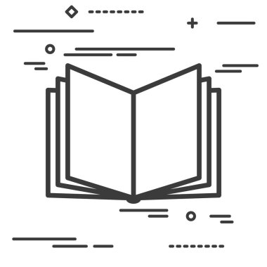 Düz çizgi tasarım grafik görüntü kavramı bir wh açık kitap simgesini