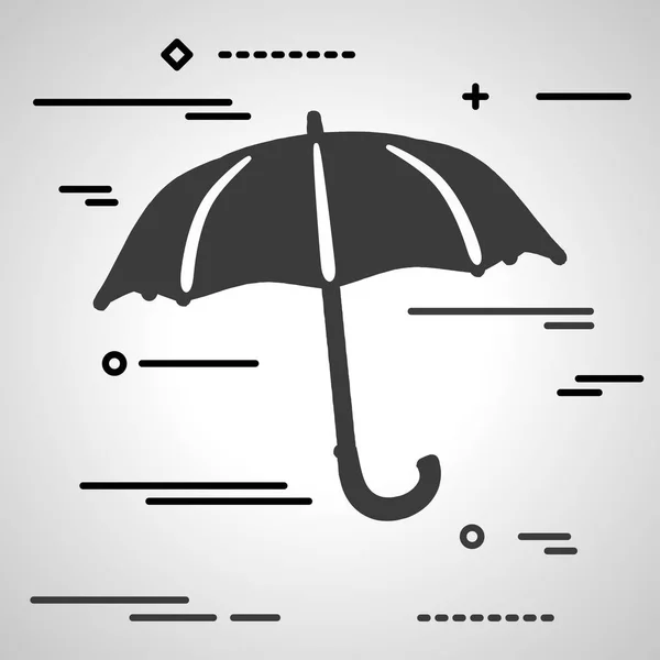 Flat umbrella icon on a grey background - thin line art design — Stock Vector