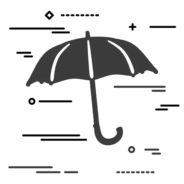 Flat line design of umbrella icon on a white background - thin l — Stock Vector
