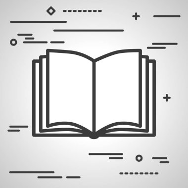 Düz çizgi tasarım grafik görüntü kavramı gri bir arka plan üzerine açık kitap simgesi