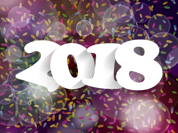 Happy New Year 2018 Achtergrond Decoratie Wenskaart Ontwerpsjabloon Met Confetti — Stockvector