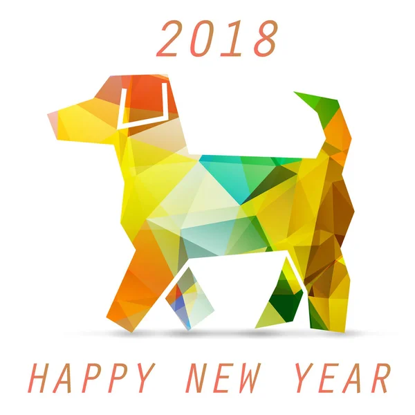 Gele Hond Origami Stijlicoon 2018 Nieuwjaar Symbool Viering Witte Achtergrond — Stockvector