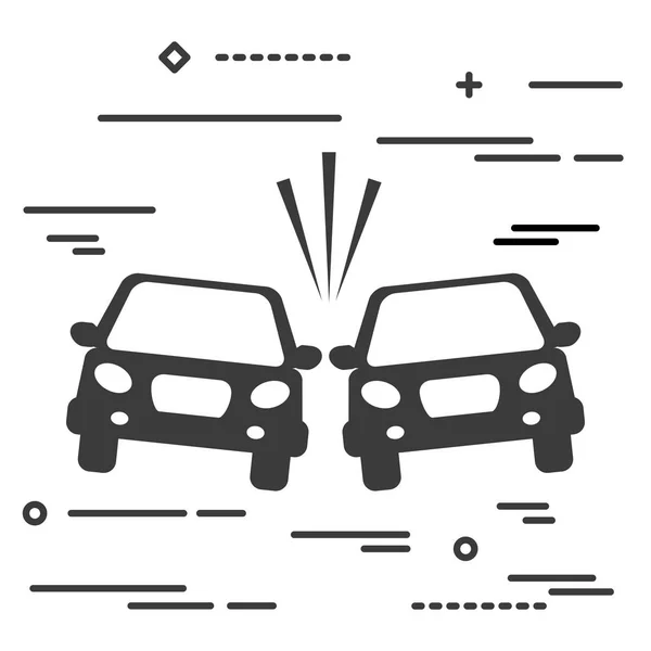 Flat Line Design Graphic Image Concept Car Crash Vector Illustration — Stock Vector