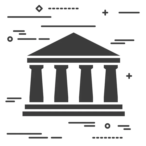 白い背景の上の銀行アイコンのフラット ライン デザイン グラフィック イメージ コンセプト — ストックベクタ
