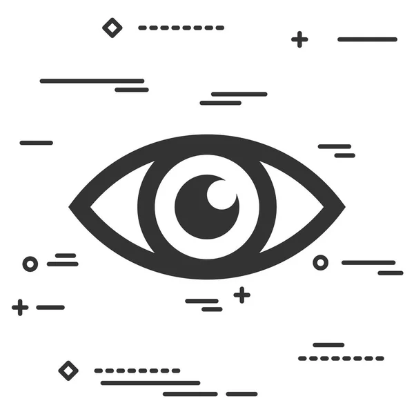 白い背景の上の目のアイコンのフラット ライン デザイン グラフィック イメージ コンセプト — ストックベクタ