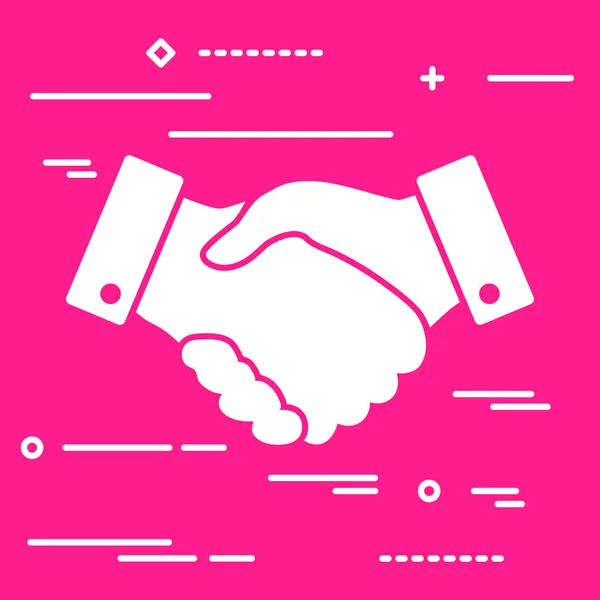 Handshake Thin Line Design Icon Pink Background Vector Illustration — Stock Vector